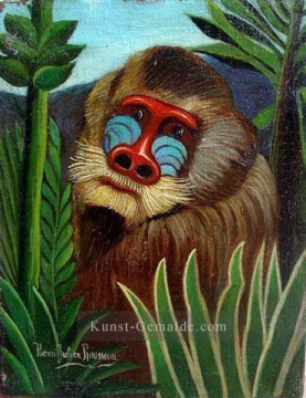 henri - Mandrill im Dschungel 1909 Henri Rousseau Post Impressionismus Naive Primitivismus